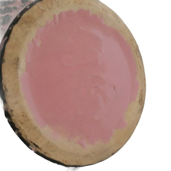 Vintage McCoy Brocade Pink on Black Pitcher 1950's Splatter Drip Glaze Server - Picture 6 of 9